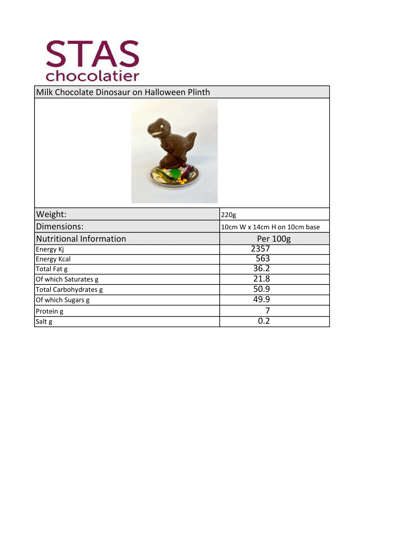 Milk Chocolate Dino with Halloween Plinth